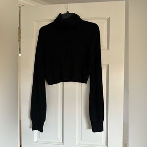 Tiger Mist Cropped Black Turtleneck Sweater